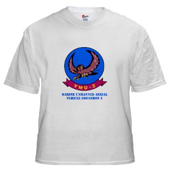 MUAVS2 - A01 - 04 - Marine Unmanned Aerial Vehicle Squadron 2 (VMU-2) with Text - White T-Shirt